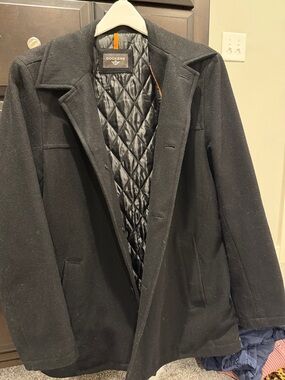 Dockers Black Men's Pea Coat with Quilted Lining